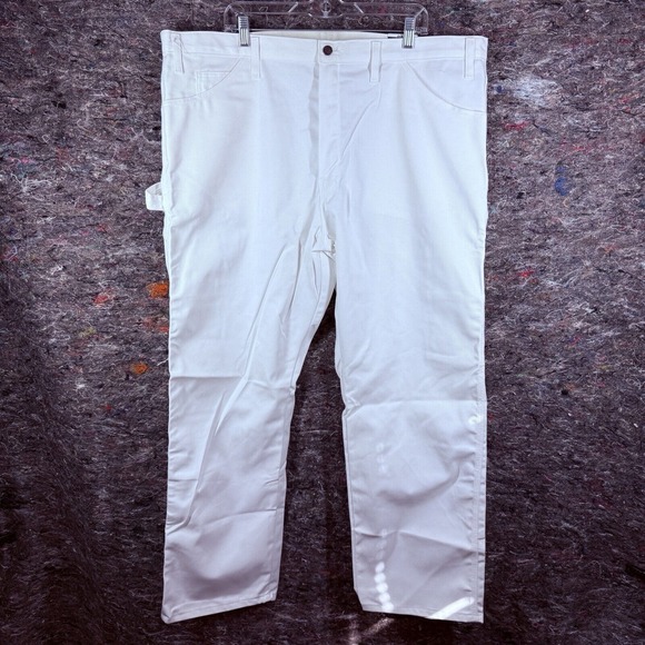 Dickies Utility Pants Mens 44x30 Carpenter White Workwear Benjamin Moore Relaxed - Picture 1 of 14